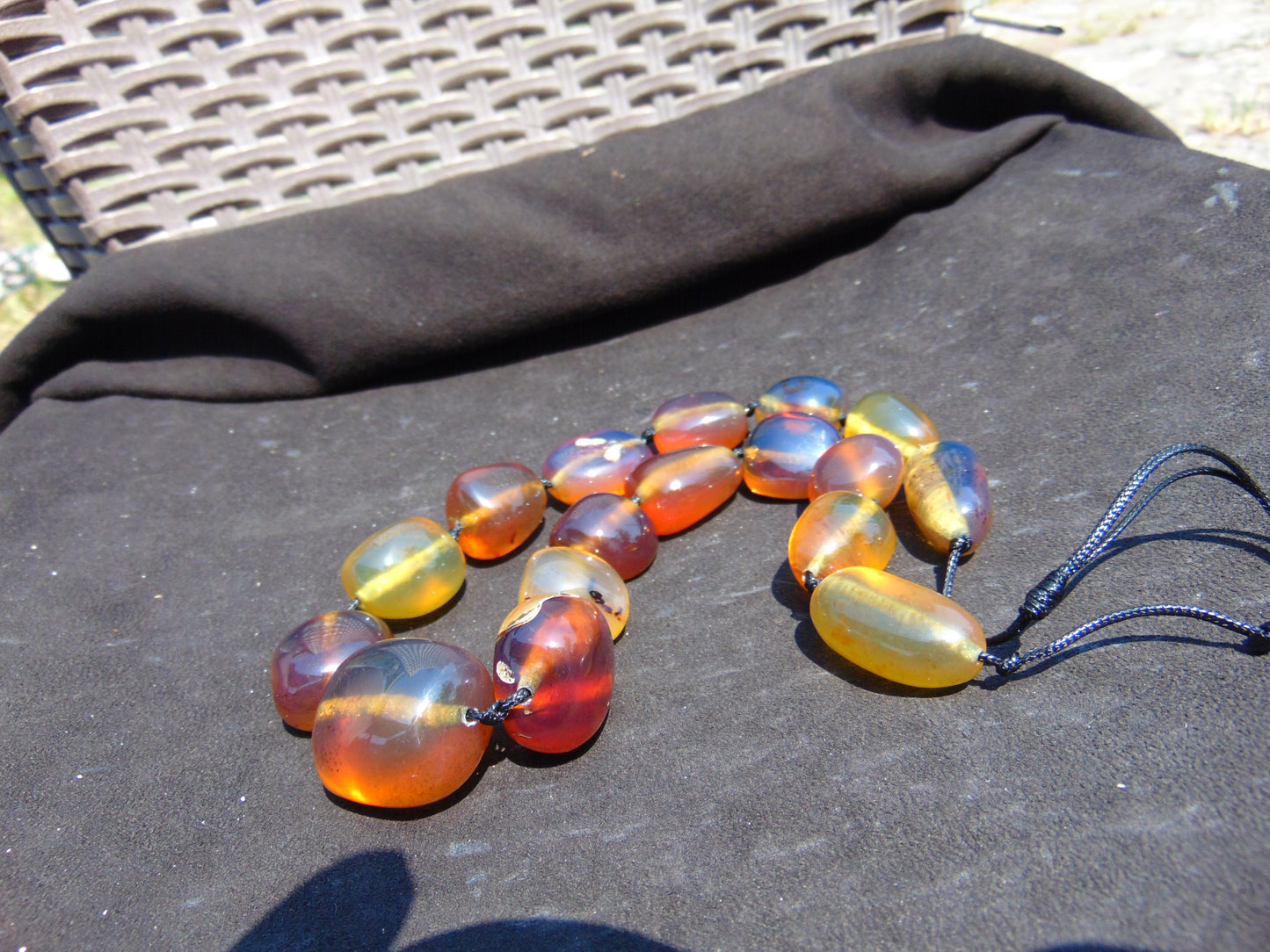 105 gr Small Beads Combination Necklace Indonesian Blue Amber for Healing A17K1