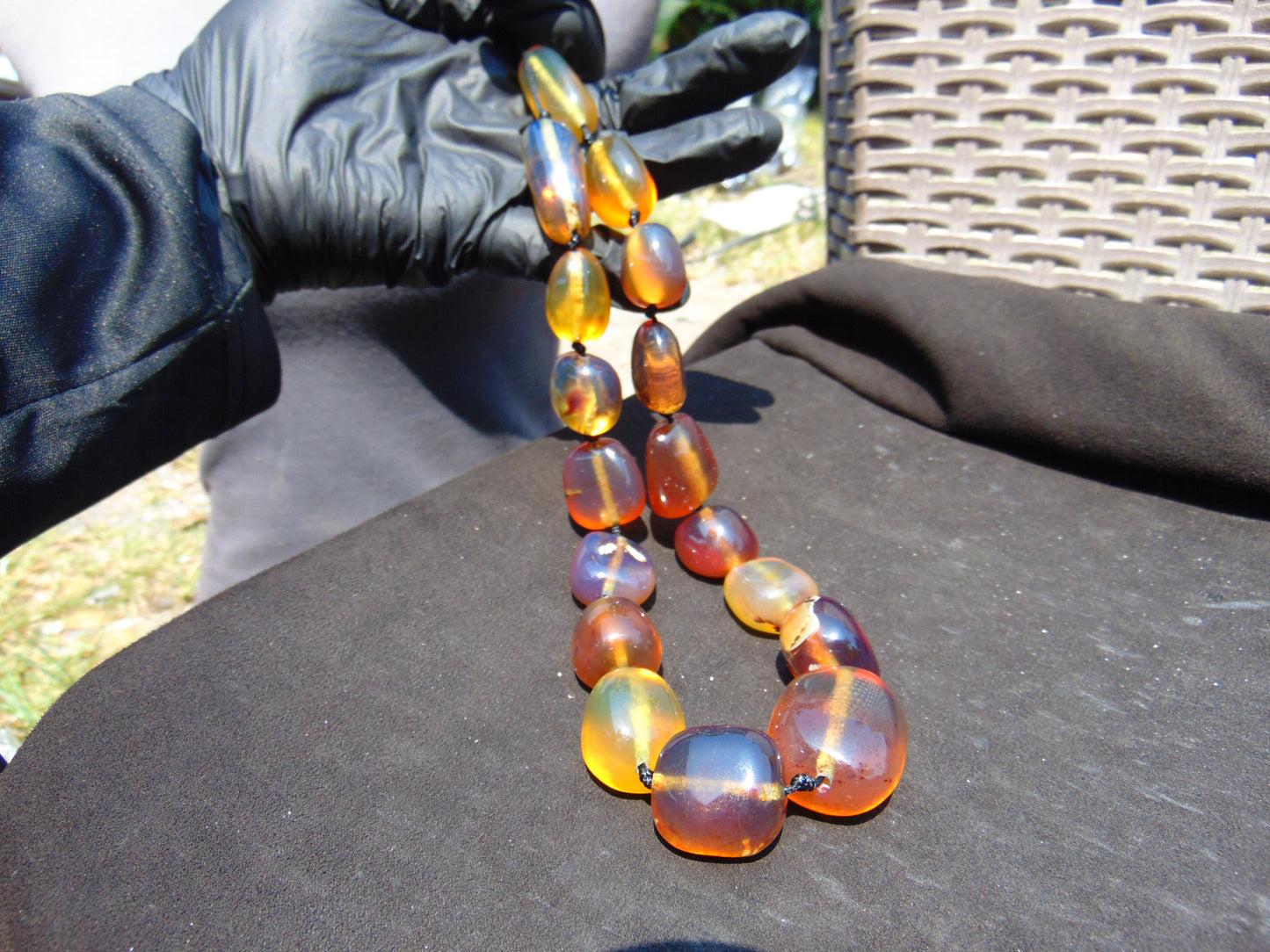 105 gr Small Beads Combination Necklace Indonesian Blue Amber for Healing A17K1