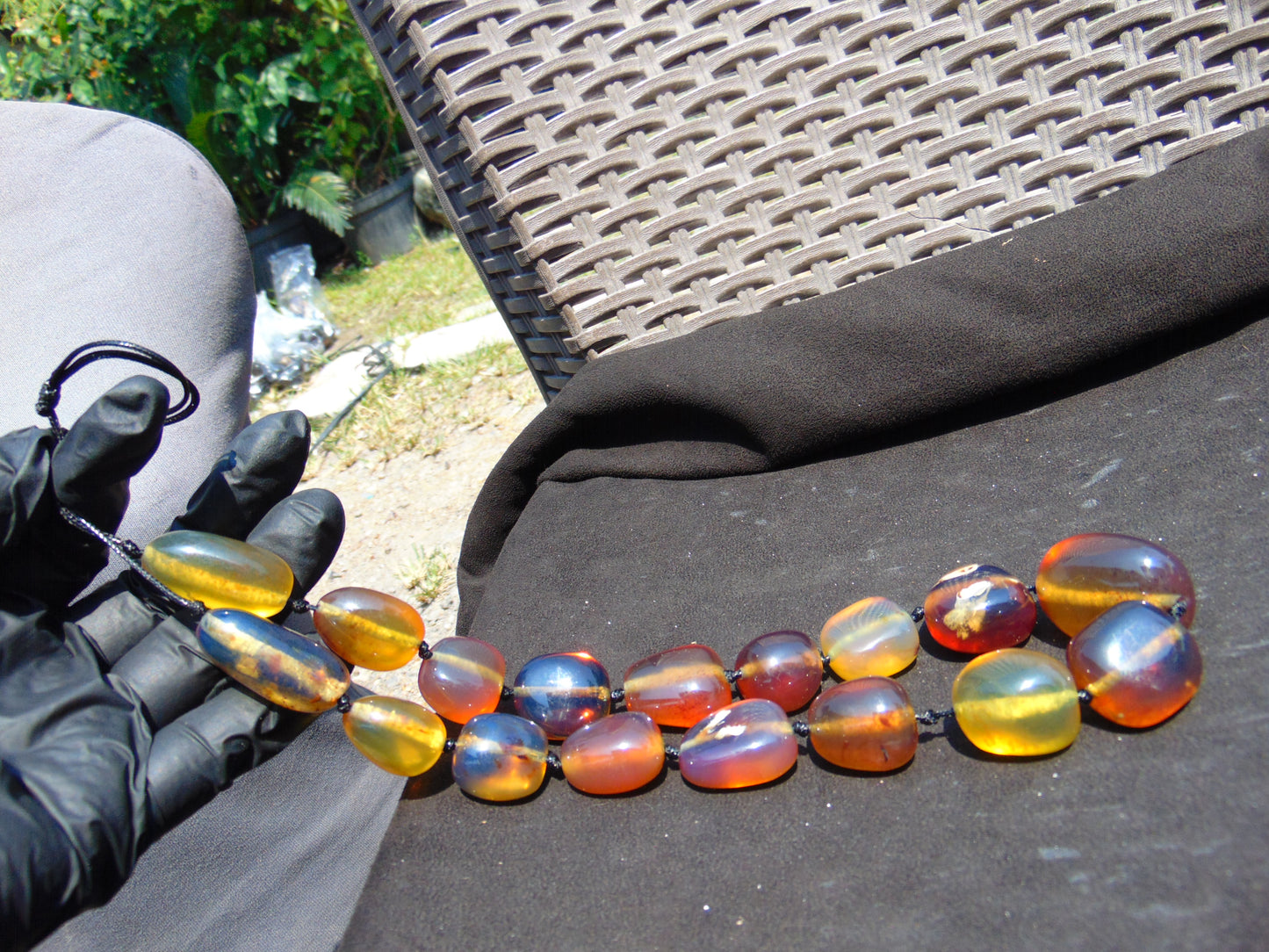105 gr Small Beads Combination Necklace Indonesian Blue Amber for Healing A17K1