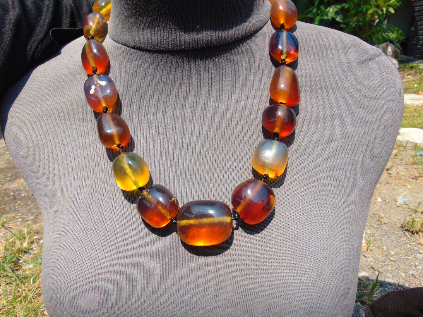 105 gr Small Beads Combination Necklace Indonesian Blue Amber for Healing A17K1