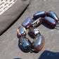 269 gr 9 beads Big Necklace Indonesian dark blue Amber for Healing A9K14