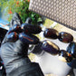 269 gr 9 beads Big Necklace Indonesian dark blue Amber for Healing A9K14