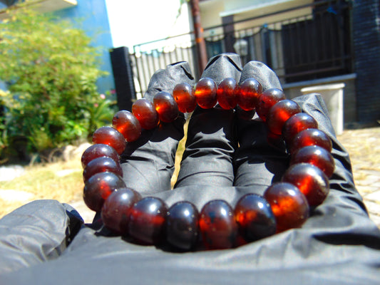 16 Gram 23 Small Beads Bracelet Indonesian Red Amber for Healing A660
