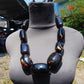 269 gr 9 beads Big Necklace Indonesian dark blue Amber for Healing A9K14