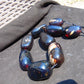 353 gr 9 beads Big Necklace Indonesian dark blue Amber for Healing A9K25