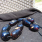 353 gr 9 beads Big Necklace Indonesian dark blue Amber for Healing A9K25