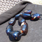 353 gr 9 beads Big Necklace Indonesian dark blue Amber for Healing A9K25