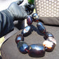 353 gr 9 beads Big Necklace Indonesian dark blue Amber for Healing A9K25