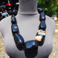 353 gr 9 beads Big Necklace Indonesian dark blue Amber for Healing A9K25