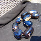 300 gr 9 beads Big Necklace Indonesian Dark Blue Amber for Healing A9K28