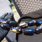 300 gr 9 beads Big Necklace Indonesian Dark Blue Amber for Healing A9K28
