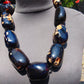 300 gr 9 beads Big Necklace Indonesian Dark Blue Amber for Healing A9K28