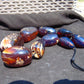 406 gr 9 beads Big Necklace Indonesian yellow blue Amber for Healing A9K23