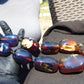 406 gr 9 beads Big Necklace Indonesian yellow blue Amber for Healing A9K23