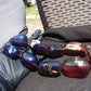 406 gr 9 beads Big Necklace Indonesian yellow blue Amber for Healing A9K23