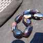 234 gr 9 beads Big Necklace Indonesian dark blue Amber for Healing A9K12