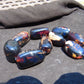234 gr 9 beads Big Necklace Indonesian dark blue Amber for Healing A9K12