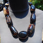 234 gr 9 beads Big Necklace Indonesian dark blue Amber for Healing A9K12