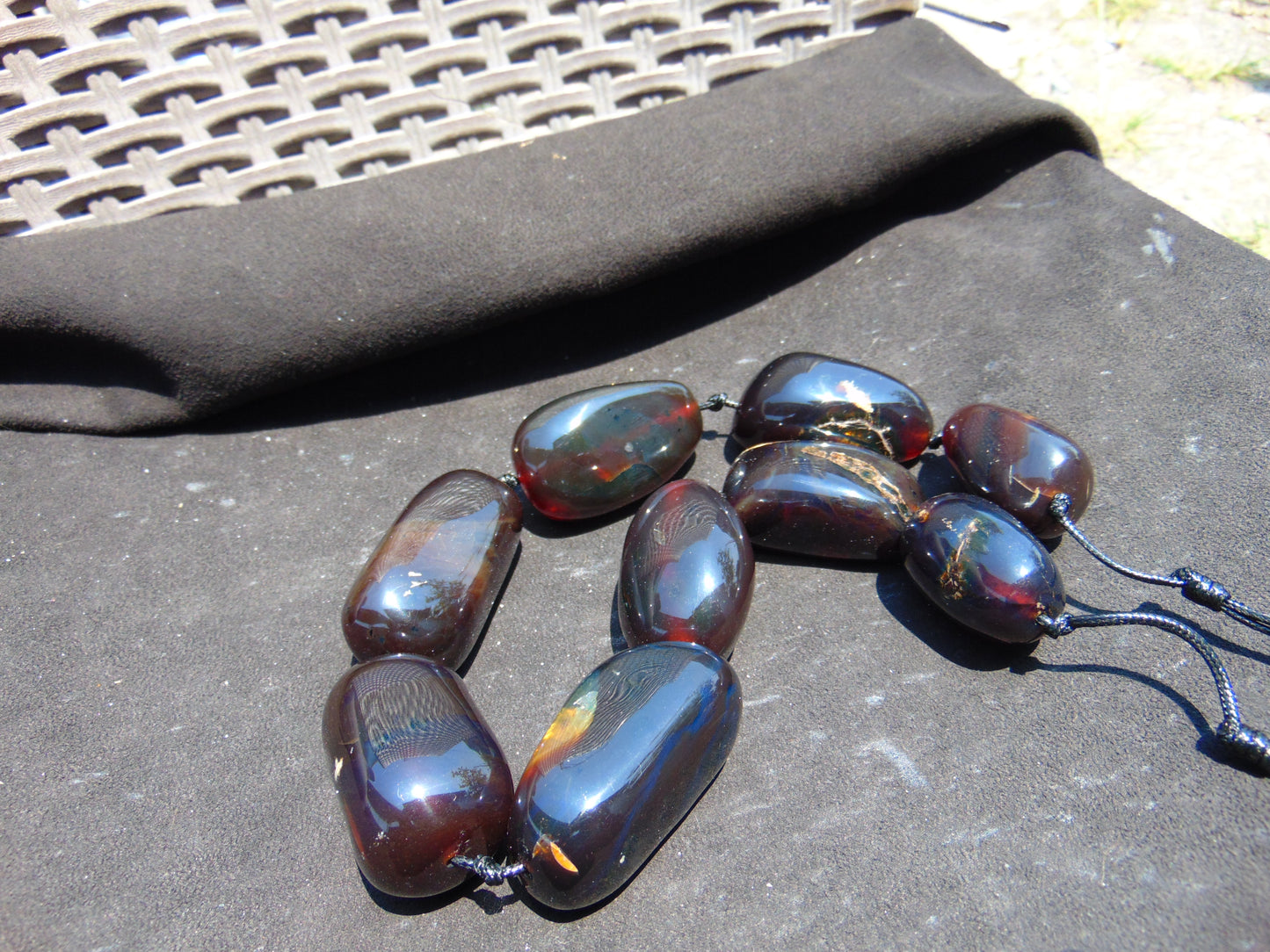 232 gr 9 beads Big Necklace Indonesian cherry red Amber for Healing A9K16
