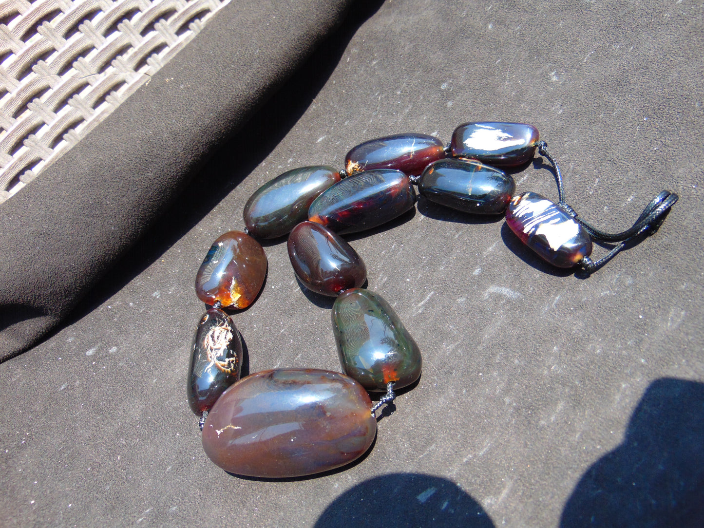 210 gr Big Necklace Indonesian Dark Blue Amber for Healing A11K17
