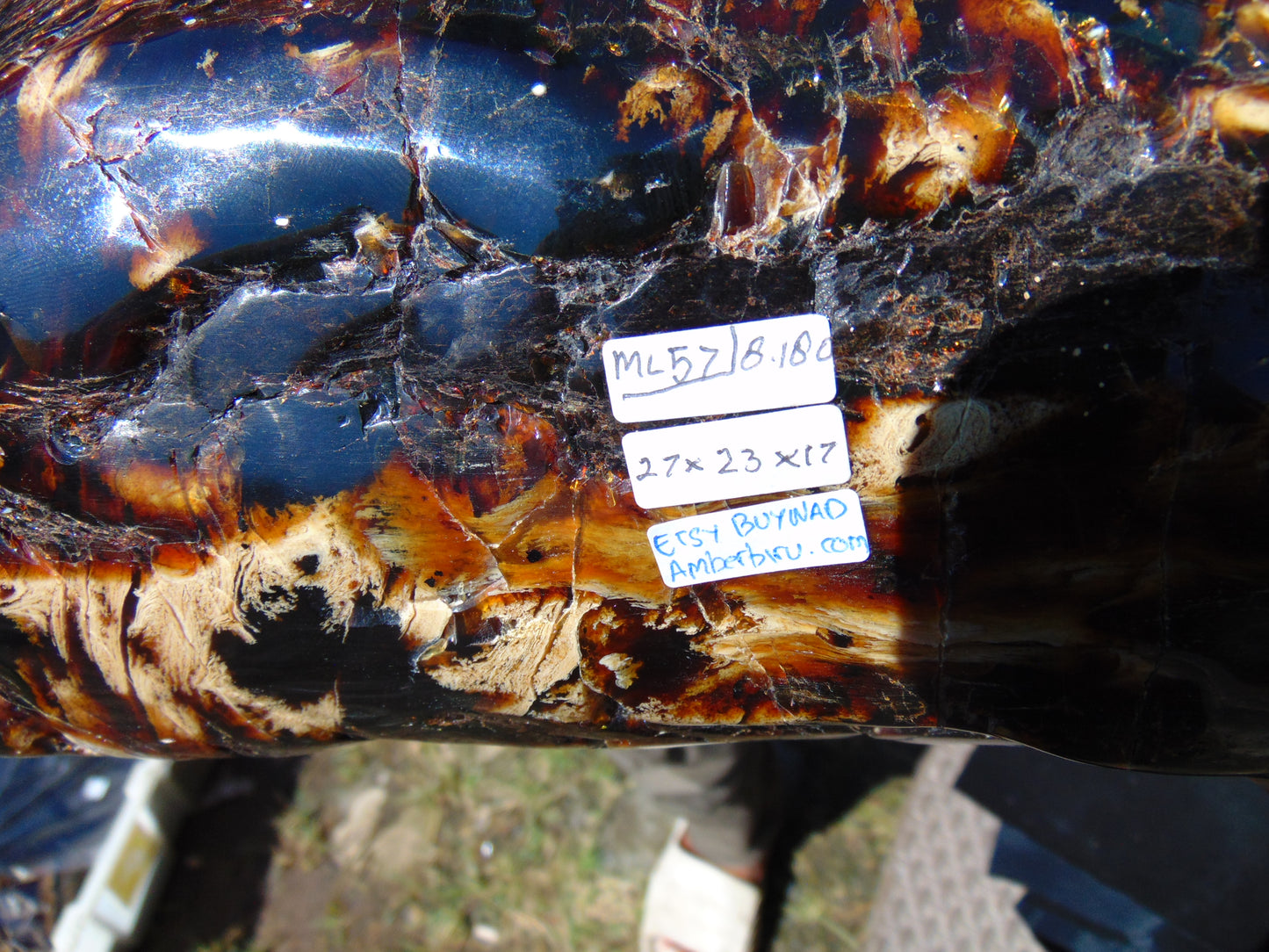 8180 gram Big Polished 270x230x170 mm Indonesia Zebra White Green Amber for Healing ML57