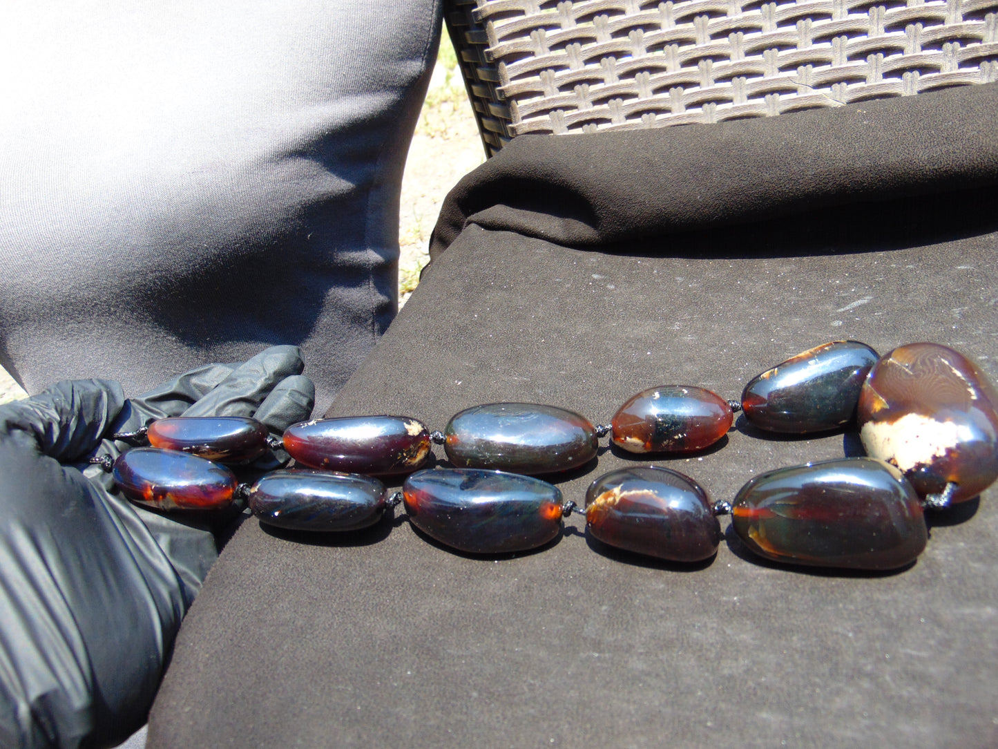 210 gr Big Necklace Indonesian Dark Blue Amber for Healing A11K17