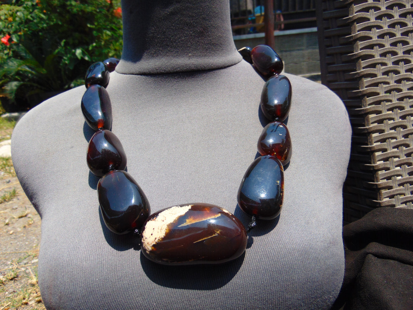 210 gr Big Necklace Indonesian Dark Blue Amber for Healing A11K17