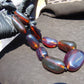 170 gr 9 beads Big Necklace Indonesian cherry blue red Amber for Healing A9K18