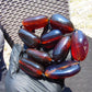 170 gr 9 beads Big Necklace Indonesian cherry blue red Amber for Healing A9K18