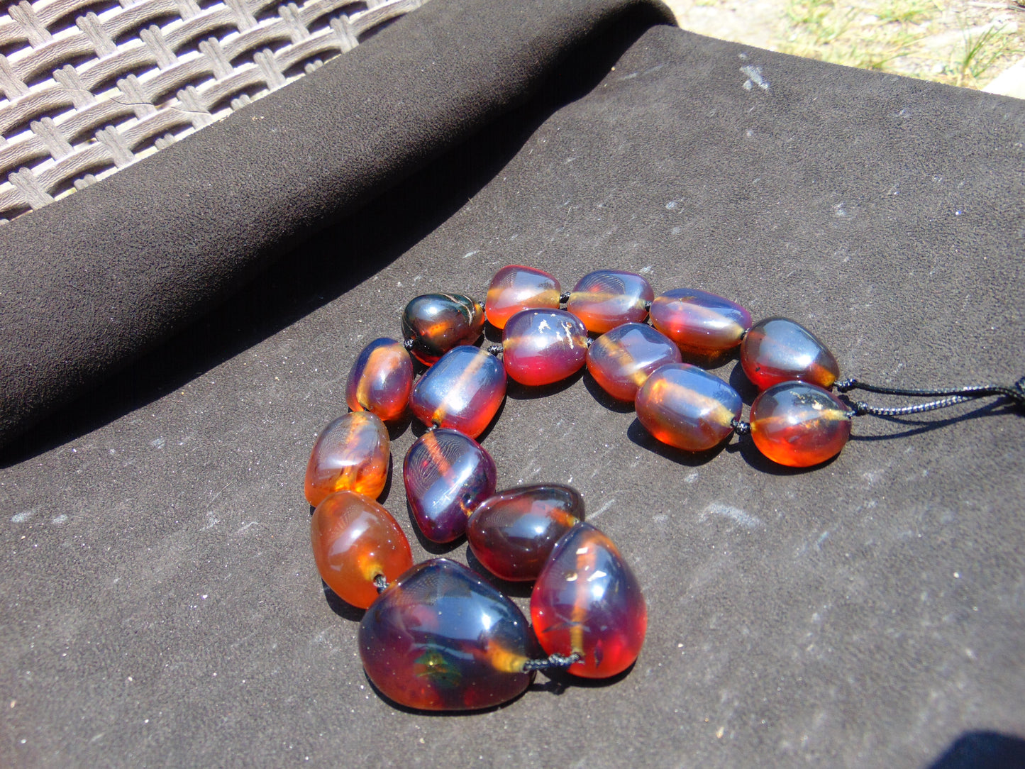 128 gr Small Beads Combination Necklace Indonesian Blue Amber for Healing A17K30