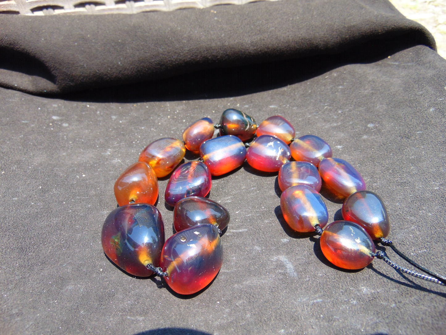 128 gr Small Beads Combination Necklace Indonesian Blue Amber for Healing A17K30