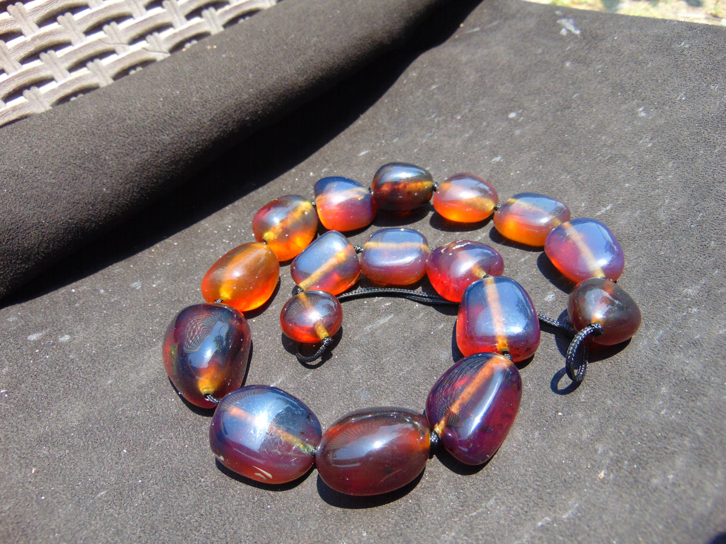 128 gr Small Beads Combination Necklace Indonesian Blue Amber for Healing A17K30