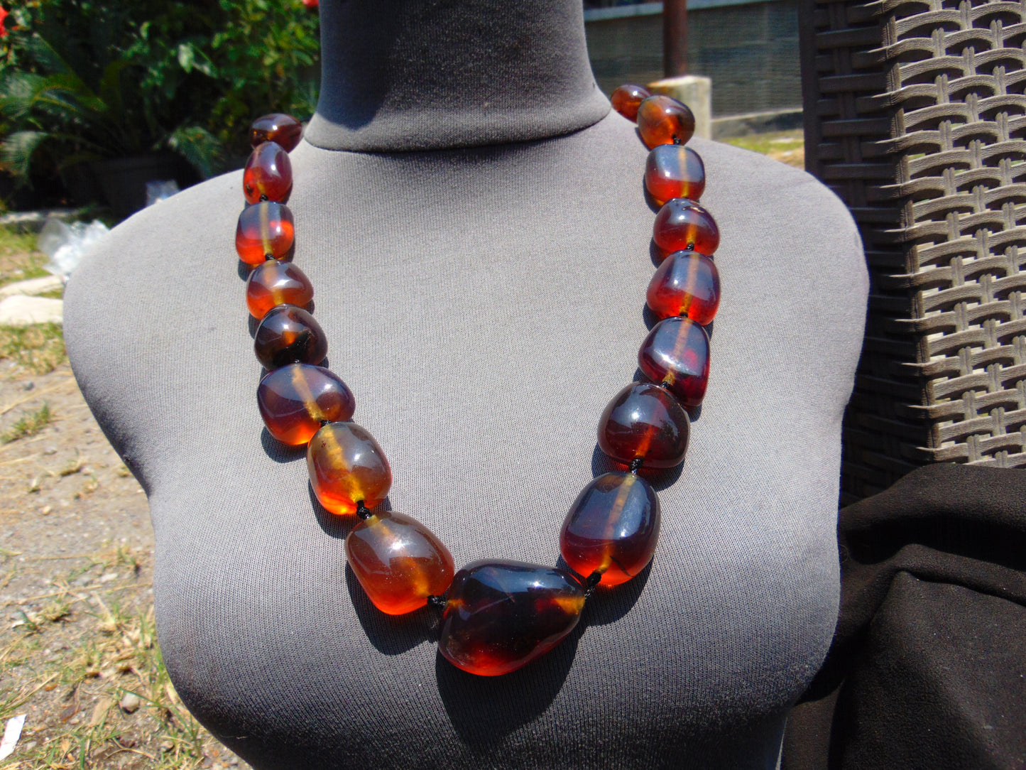 128 gr Small Beads Combination Necklace Indonesian Blue Amber for Healing A17K30