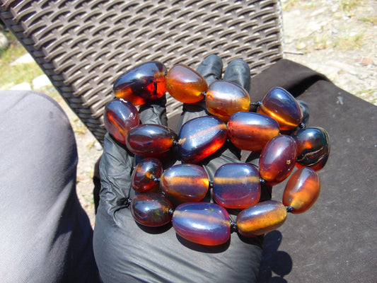128 gr Small Beads Combination Necklace Indonesian Blue Amber for Healing A17K30
