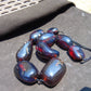266 gr 9 beads Big Necklace Indonesian Cherry Red Blue Amber for Healing A9K27