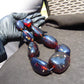 266 gr 9 beads Big Necklace Indonesian Cherry Red Blue Amber for Healing A9K27