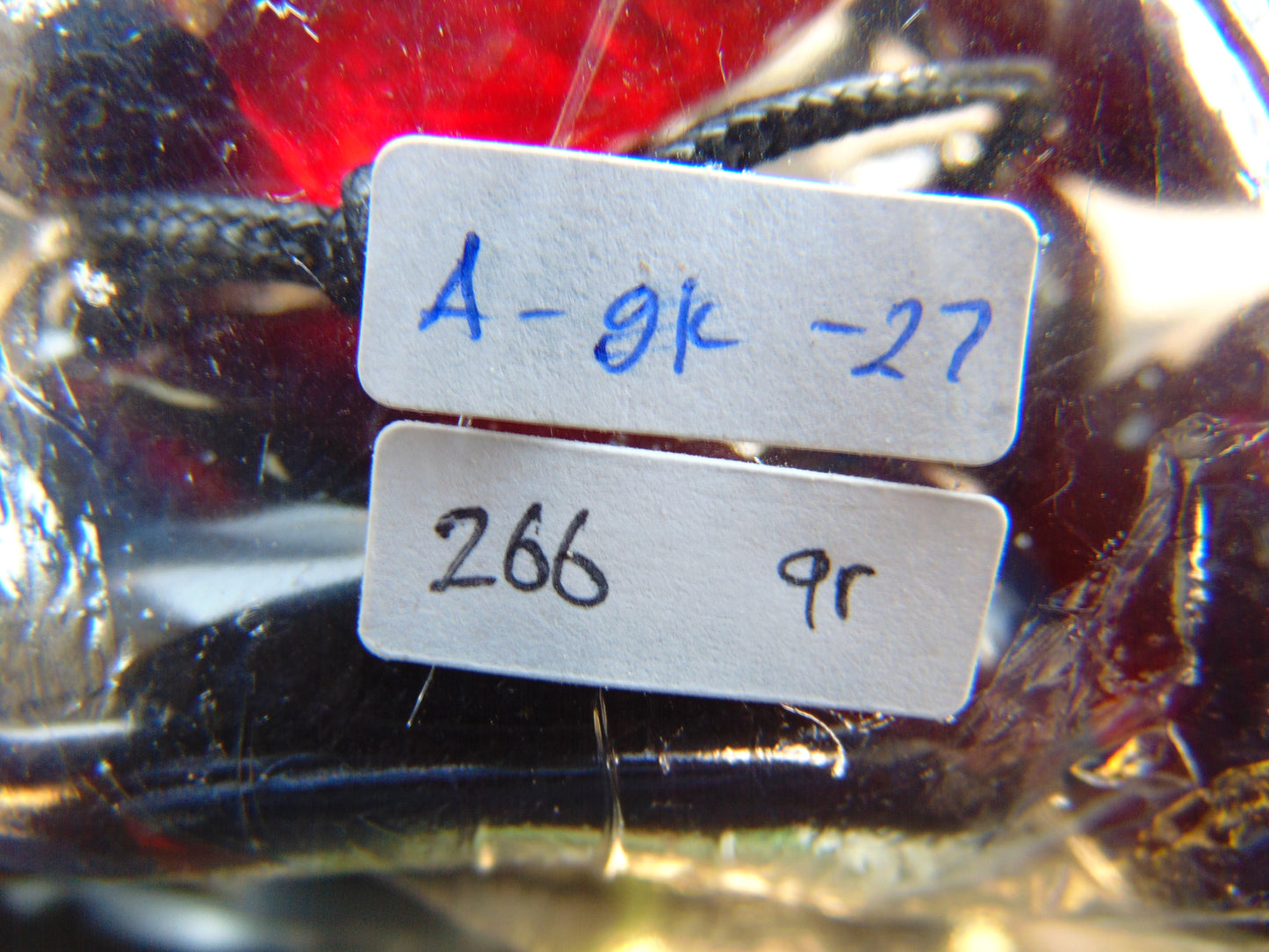 266 gr 9 beads Big Necklace Indonesian Cherry Red Blue Amber for Healing A9K27
