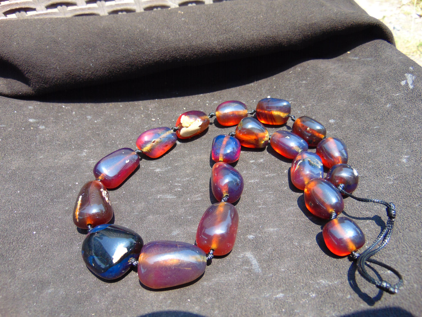 96 gr Small Beads Combination Necklace Indonesian Blue Amber for Healing A19K9