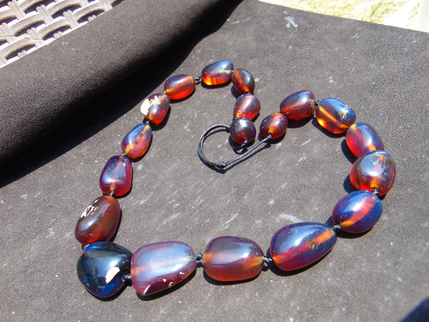 96 gr Small Beads Combination Necklace Indonesian Blue Amber for Healing A19K9
