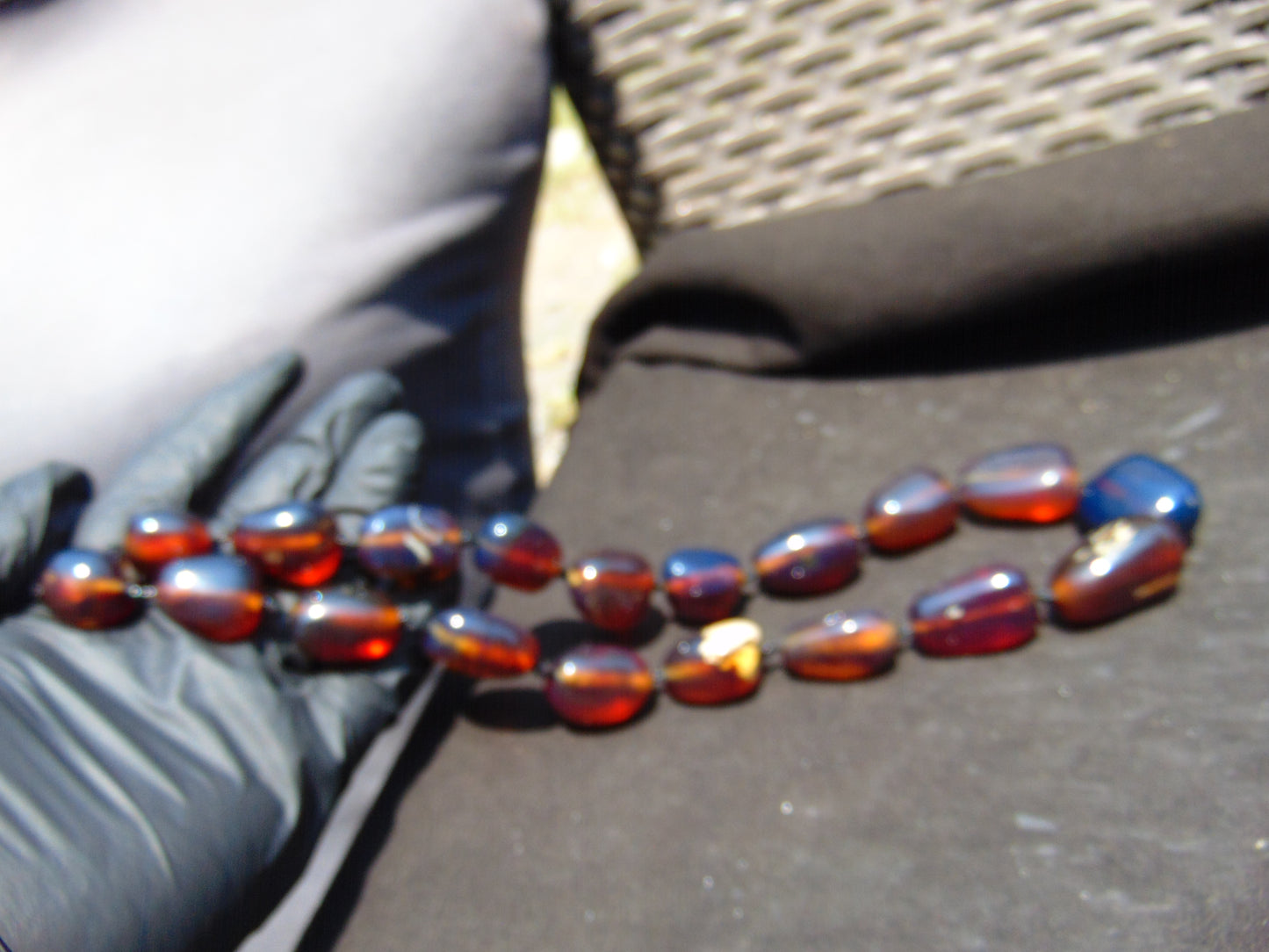 96 gr Small Beads Combination Necklace Indonesian Blue Amber for Healing A19K9