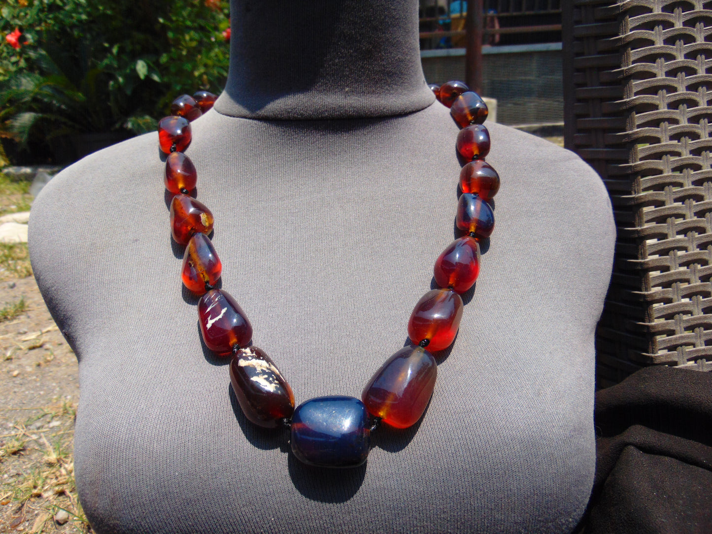 96 gr Small Beads Combination Necklace Indonesian Blue Amber for Healing A19K9