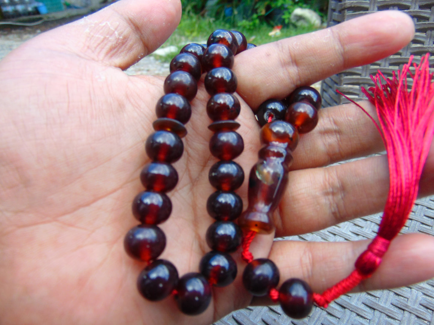 29 gr Hand Tasbih 33+2 Beads 10 mm Indonesian Red Amber for Healing 26TBS25