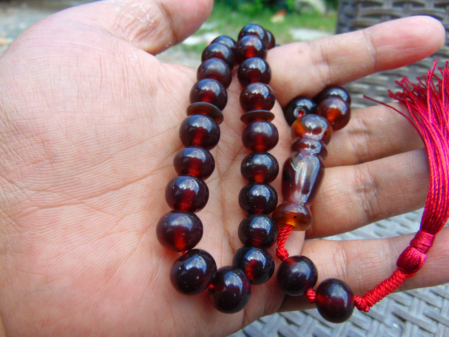 29 gr Hand Tasbih 33+2 Beads 10 mm Indonesian Red Amber for Healing 26TBS25