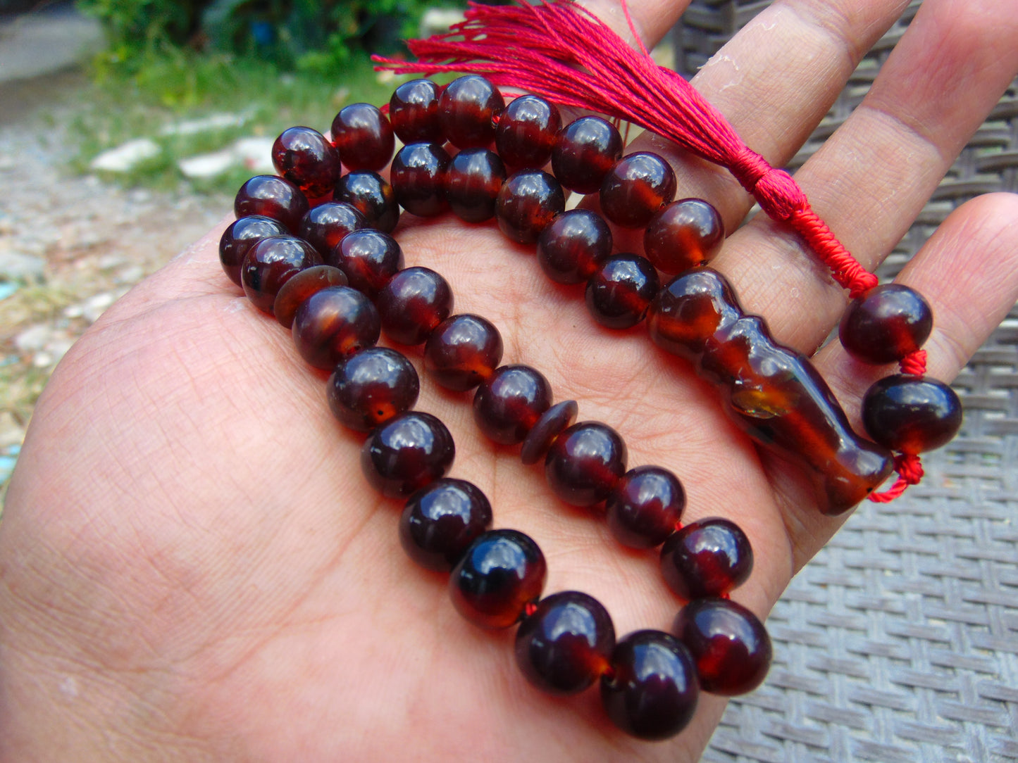 29 gr Hand Tasbih 33+2 Beads 10 mm Indonesian Red Amber for Healing 26TBS25