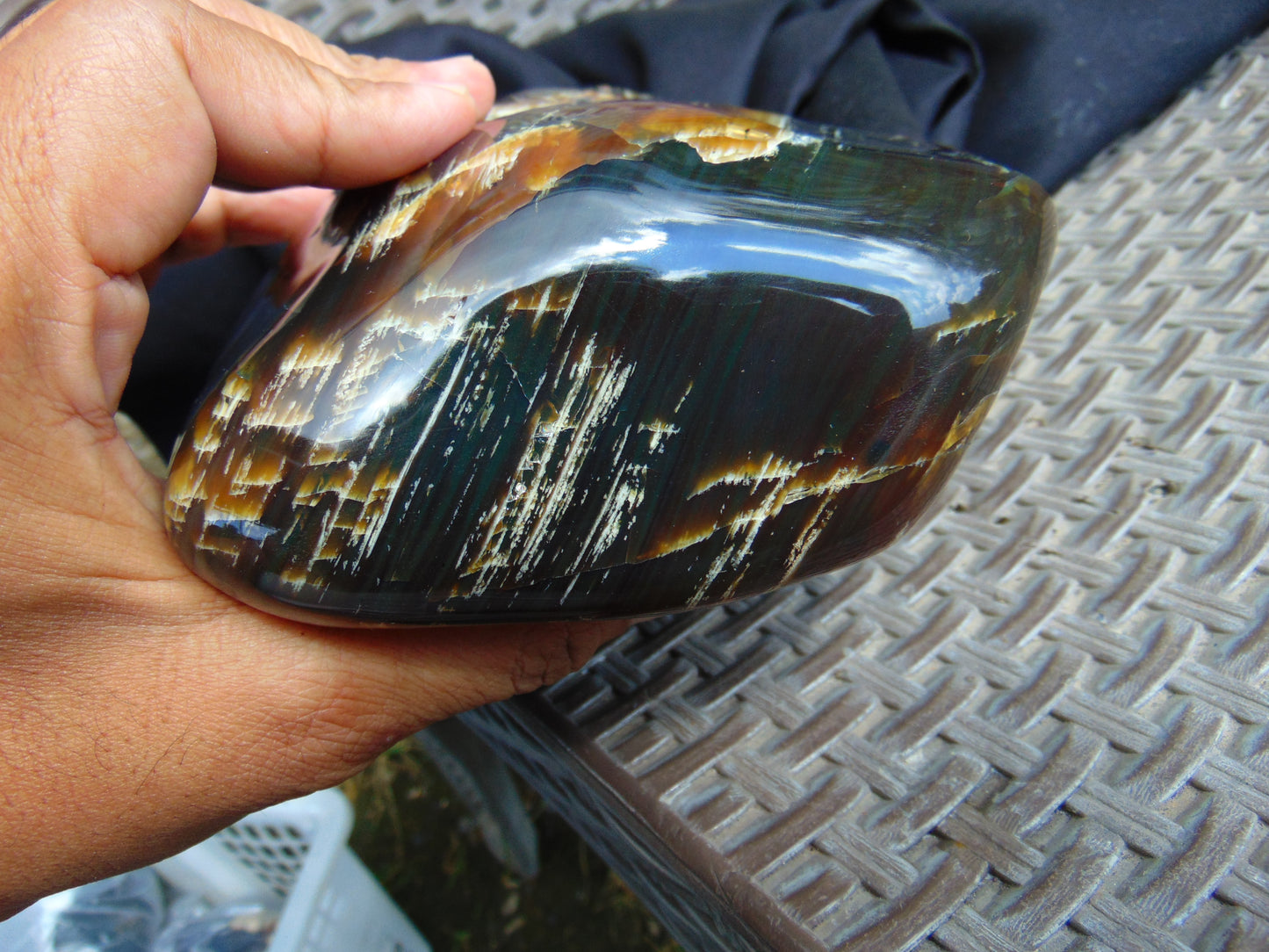 1407 gram Full polished Indonesian Inclusion Green Amber for Healing WY2