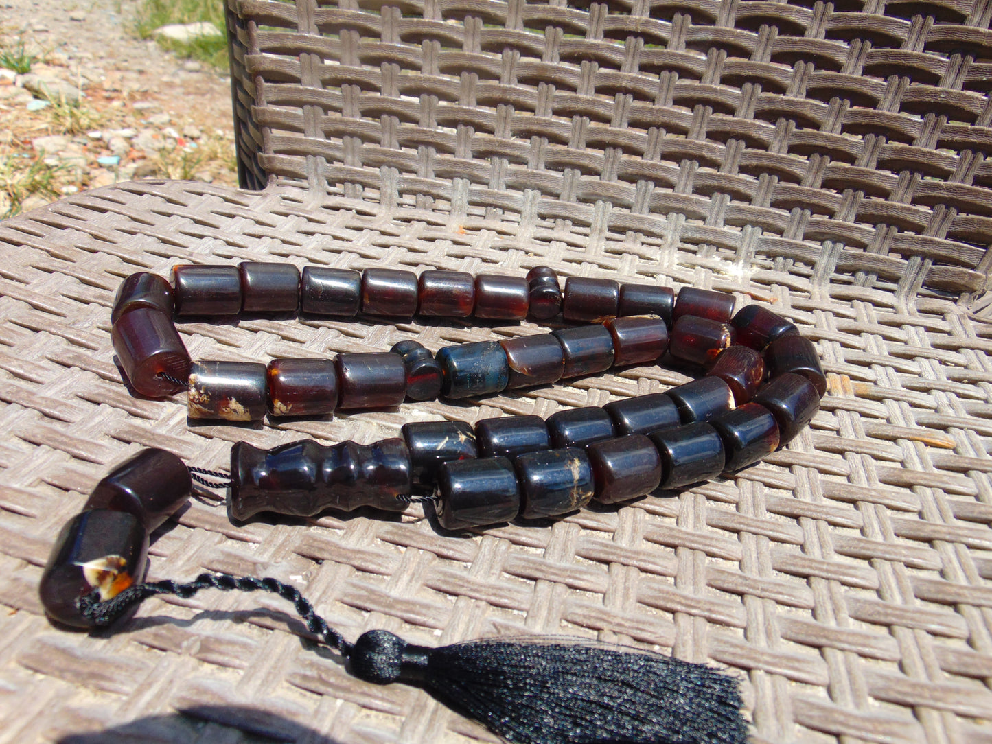 159gr Komboloi Tasbih Rosary 33+2 Beads 16x22 mm Indonesian cherry Red Amber for Healing 26COAR32