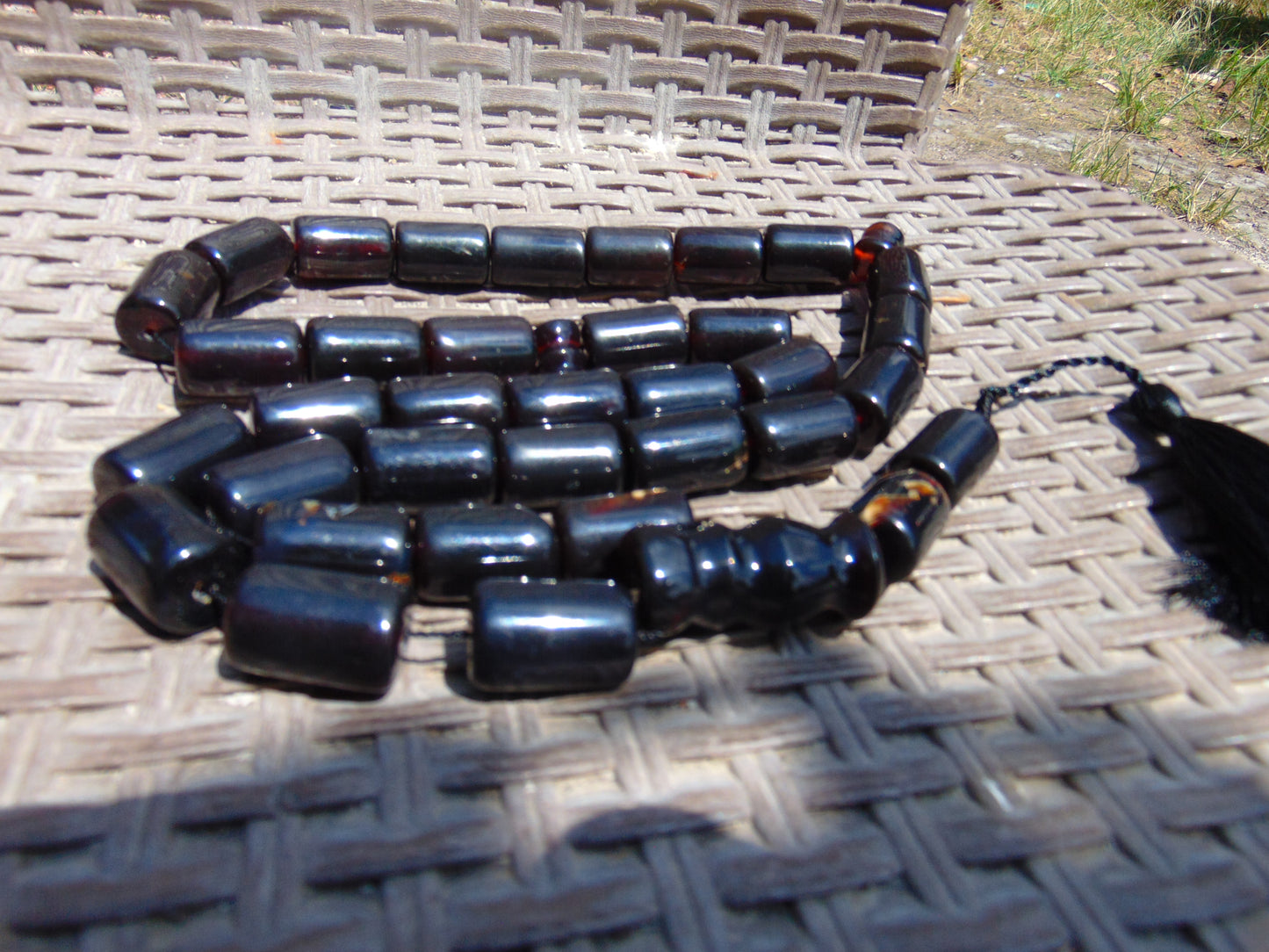 166gr Komboloi Tasbih Rosary 33+2 Beads 16x22 mm Indonesian Black  Amber for Healing 26COAR24
