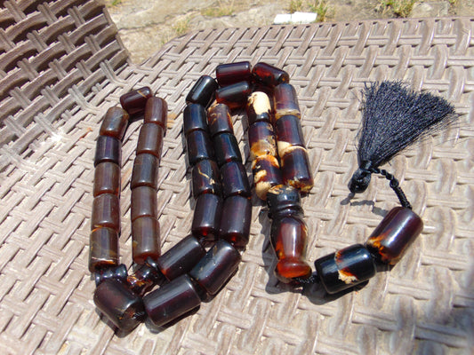 170 gr Komboloi Tasbih Rosary 33+2 Beads 16x22 mm Indonesian Dark Red Amber for Healing 26COAR29