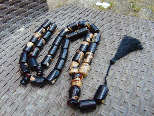 174 gr Komboloi Tasbih Rosary 33+2 Beads 16x22 mm Indonesian Dark White Amber for Healing 26COAR34 (Copy)