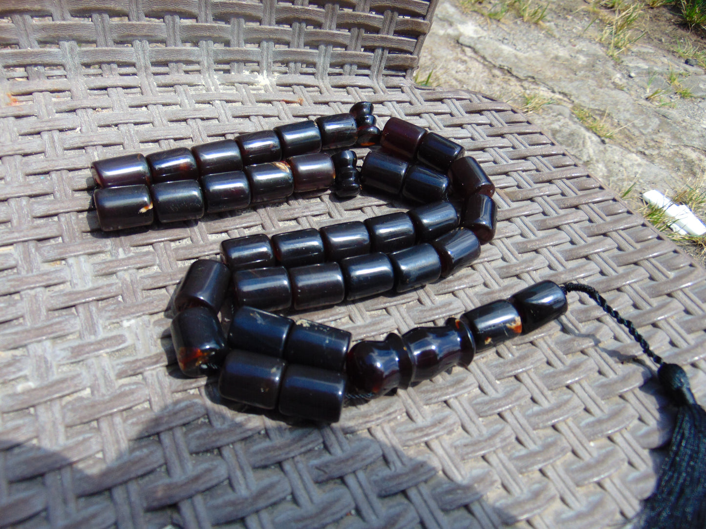 169 gr Komboloi Tasbih Rosary 33+2 Beads 16x22 mm Indonesian Yellow Blue Amber for Healing 26COAR26